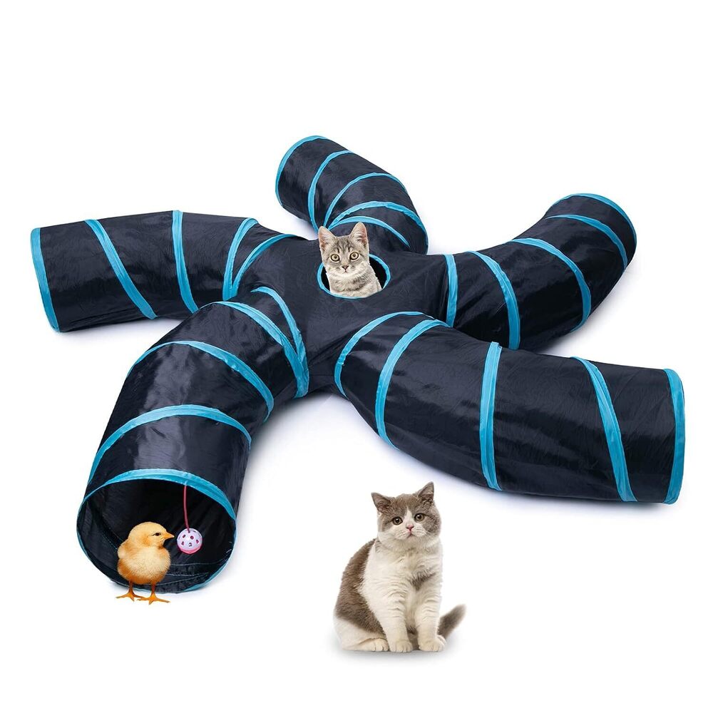 Cat Tunnel for Indoor Cats Large, with Play Ball S-Shape 5 Way